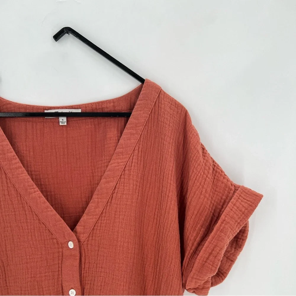 Madewell Lightspun Cuff Sleeve Button Front Tiered Mini Dress In Salvaged Barn - Picture 3 of 7